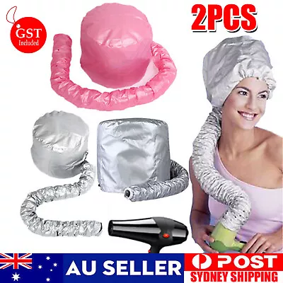 2x Bonnet Hair Drying Cap Hat Hood Soft Womens Blow Dryer Hairdressing Wrap Home • $9.89