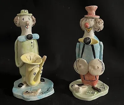 Two Spaghetti Haired Clown Figurines Tuba And Cymbals Lina Zampiva? • $15