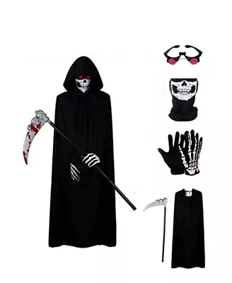Kids Adults Halloween Grim Reaper Cosplay Costume Robe PRE OWNED  • £12
