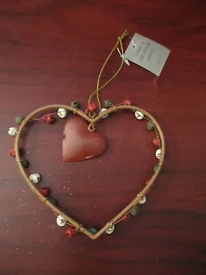 £4.99 • Buy Gisela Graham London Hanging Heart With Bells Decoration