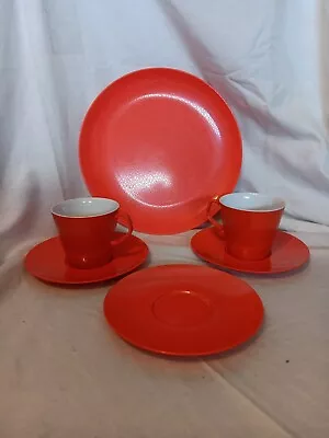 Vintage Melamine Melaware Orange Cups Saucers And Style Large Plate Campervan • £10.99