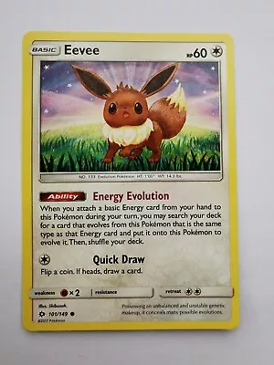 Pokemon Card Eevee 101/149 Sun & Moon Base Set Non Holo Regular Common Near Mint • £1.50