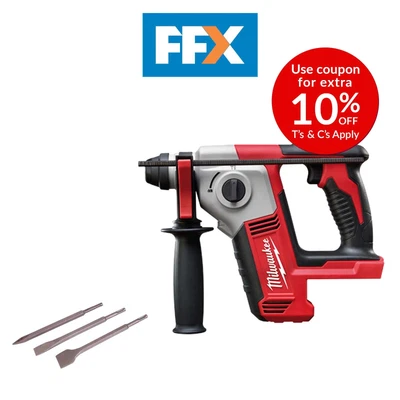 £177.67 • Buy Milwaukee M18BH-0 18V SDS Plus Hammer Drill Bare Unit Plus 3pc Chisel Set