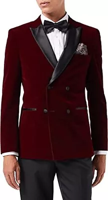 Men’s Velvet Double Breasted Tuxedo Suit Jacket Vintage Smoking Jackets For Men • $169