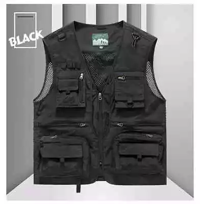 Mens Fishing Vest Hiking Tactical Men Photographer Waistcoat Mesh Jacket Vest • $25.99