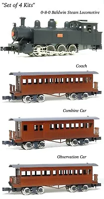 N Scale Aru-Model 0-8-0 Baldwin Steam Locomotive/3-Passenger Cars Set Of 4 Kits • $389.99