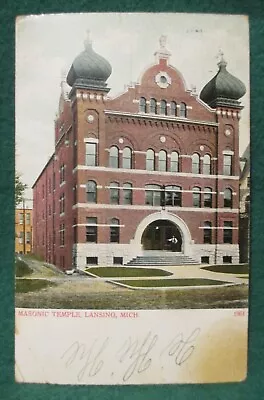 Estate Sale ~ Vintage Postcard - Masonic Temple Lansing Michigan • $2.50