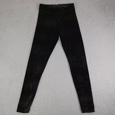 Victorias Secret Pink Leggings Womens Medium Black Sparkle Velvet Velour Glitter • $18.95