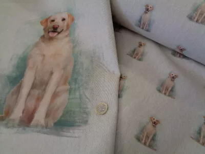 £6.25 • Buy Fabric Panels Labrador Digital Linen Look Set Of  3 + Matching  All Over Design