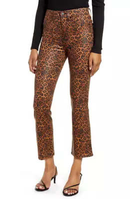 New 7 For All Mankind Jeans High Waist Slim Kick Flare Leopard Print Size 24 • $19.99