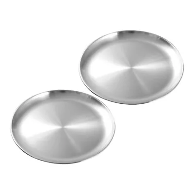  2 Pcs Stainless Steel Plate Child Metal Dinner Plates Containers For Fruit • £11.49