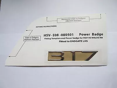 Hsv Ve Maloo R8 Clubsport Tourer ' 317 ' Tailgate Badge Chrome Genuine Hsv New‏ • $82