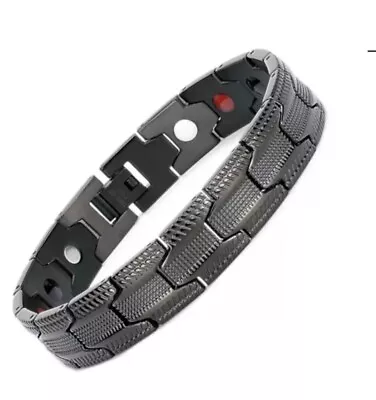 Matt Black Titanium Strong Magnetic Bracelet Powerful Strength | Arthritis Pains • £14.85