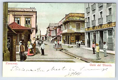 Veracruz Mexico Calle Del Vicario Street Postcard B095 • $5