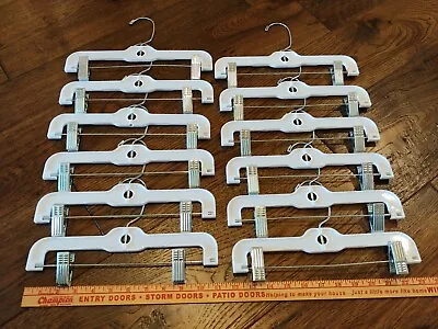 Lot Of 12~ 11-inch Retail Pants Hangers Adjustable Clips White Pre-owned • $23.95