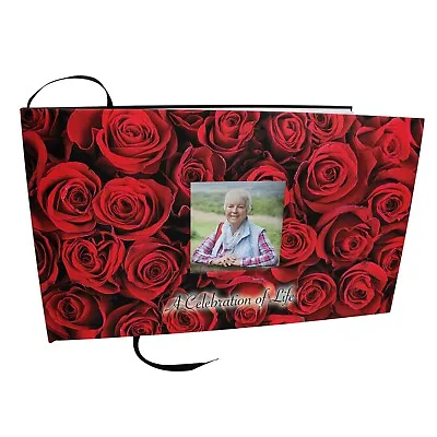 Crimson Rose Funeral Guest Book Memorial Guest Book • $39.95