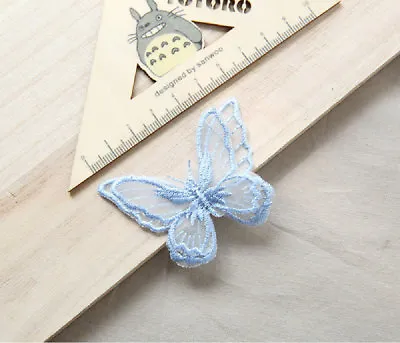 Butterfly Lace Applique Embroidery Costume Craft Motif Evening Dress Trim 3 Pcs • £4.99