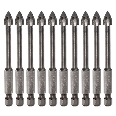 10pcs Titanium Masonry Drill Bit 7mm Triangle Drill Bit W Hex Shank • $15.36