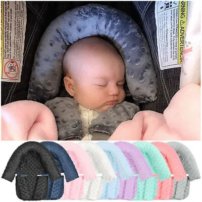 Newborn Baby Head Support Pillow Headrest With Matching Seat Belt Strap Covers • £10.98