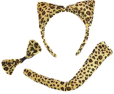 Leopard Safari Zoo Fancy Dress Set Ears Tail Animal Dressing Up Costume • £4.29