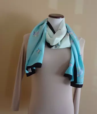 The Metropolitan Museum Of Art Silk Light Blue Oblong Scarf Butterflies Design • $50