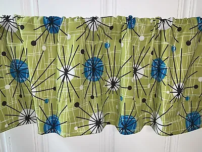 NEW RETRO Mid Century Modern Atomic Fabric Valance  Curtain  Kryptonite • $19.99