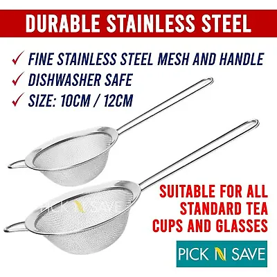£2.99 • Buy Premium Stainless Steel Tea Strainer Wire Mesh Classic Filter Sieve Set