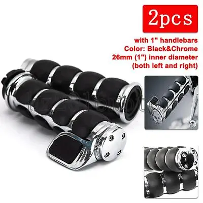 Motorcycle Chrome 1  Hand Grips For Yamaha V Star XVS 650 950 1100 1300 Custom • $31.98