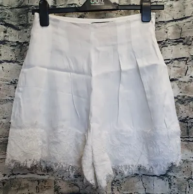 £7.99 • Buy Womens Ladies White Zara Woman Shorts Lace Detail Eur XS Extra Small