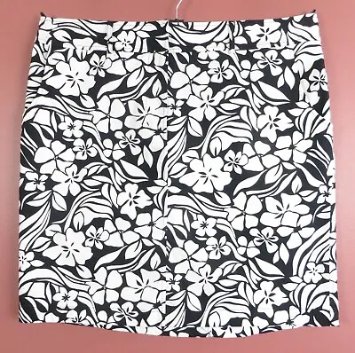 SK18233- NEW VENEZIA Women 98% Cotton Pencil Skirt Pockets Black White Floral 16 • $16.91