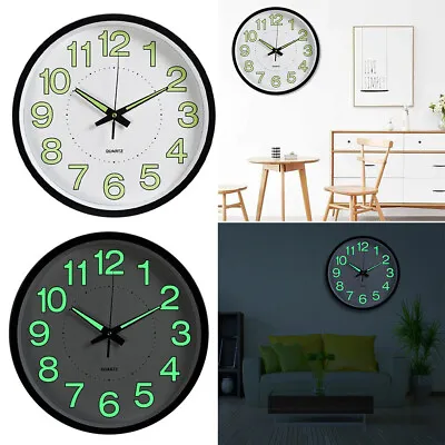 £11.94 • Buy 12'' Luminous Wall Clock Glow In The Dark Silent Quartz Indoor Outdoor Home 30CM