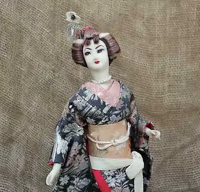 Vintage Mid Century Japanese Geisha Girl Doll Musical Figure On Stand Music Box • £32