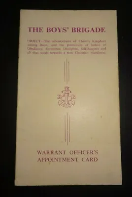 Boys Brigade Warrant Officers Appointment Card 1st Pinner & Northwood 1958 • £5.99