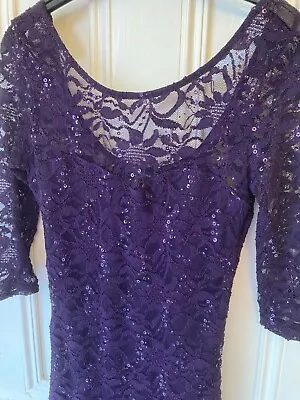 Internacionale Dark Purple Sequin Mini Dress Size 12 • £4.50