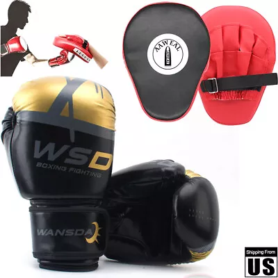 Boxing Gloves Focus Pad Training  Set MMA Muay Thai Training & Bag Work Target • $37.99