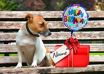 PERSONALISED JACK RUSSELL TERRIER BIRTHDAY CARD  + Pawprint Insert   A5 Size • £3.99