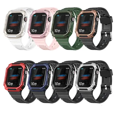 $17.99 • Buy 38/41/45MM Rugged Armor Silicone Band W/ Bumper Case For Apple Watch7 SE 6 5 4 3