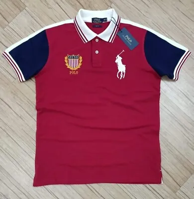 $39.99 • Buy Men's Polo Ralph Lauren Big Pony Mesh Earth Polo Shirt Custom Slim Fit