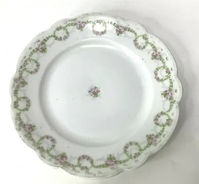 Vintage M & Z Austria Scalloped Dessert Plates Pink Roses Porcelain • $27.91