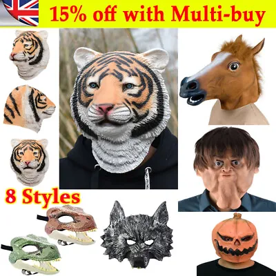 £8.79 • Buy Rubber Horse Head Mask Panto Fancy Party Cosplay Halloween Adult Costume Mc