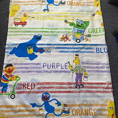 Sesame Street Muppets Twin Flat Bed Sheet Paint Colors Rainbow Flat • $15.99