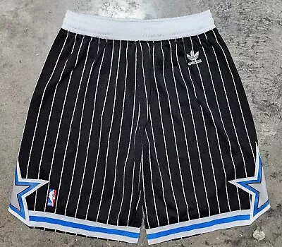 Adidas Orlando Magic Black Pinstripe Basketball Shorts Large Alternate Swingman • $49.95