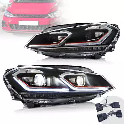 $499.99 • Buy VLAND Full RED LED Headlights For 2014 2015 2016 2017 Volkswagen VW Golf MK7 2X