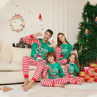 Christmas Elf Striped Pyjamas Family Matching Set Adult Kid Sleepwear Nightwear • £12.42