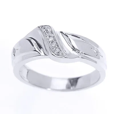 Men's Solid White Gold 7 Diamond 0.08 Ct Wedding Band • $419.99