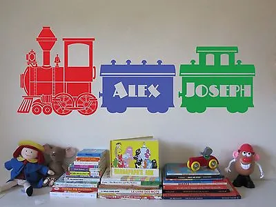 Kids Train Set Locomotive Personalized Vinyl Wall Sticker Decal 22 H X 58 W • $49.99
