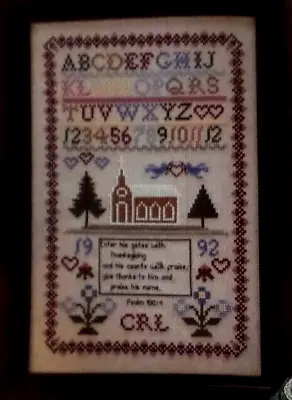 Cross Stitch Pattern PSALM 100 Sampler Bible Verse Alphabet Church Trees Vintage • $5.99