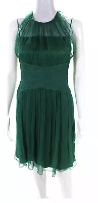 D.Exterior Womens Silk Chiffon Ruched Cocktail Dress Green Size 42 Made In Italy • $19.99