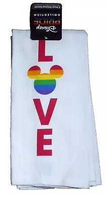 NEW Disney Pride Mickey Mouse 2 Pk Kitchen Towels Love Rainbow • $9.99