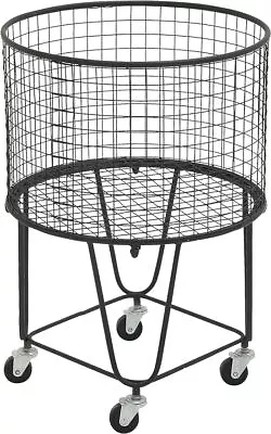 Deep Set Metal Mesh Laundry Basket Storage Cart With Wheels 17  X 17  X 25 • $62.55